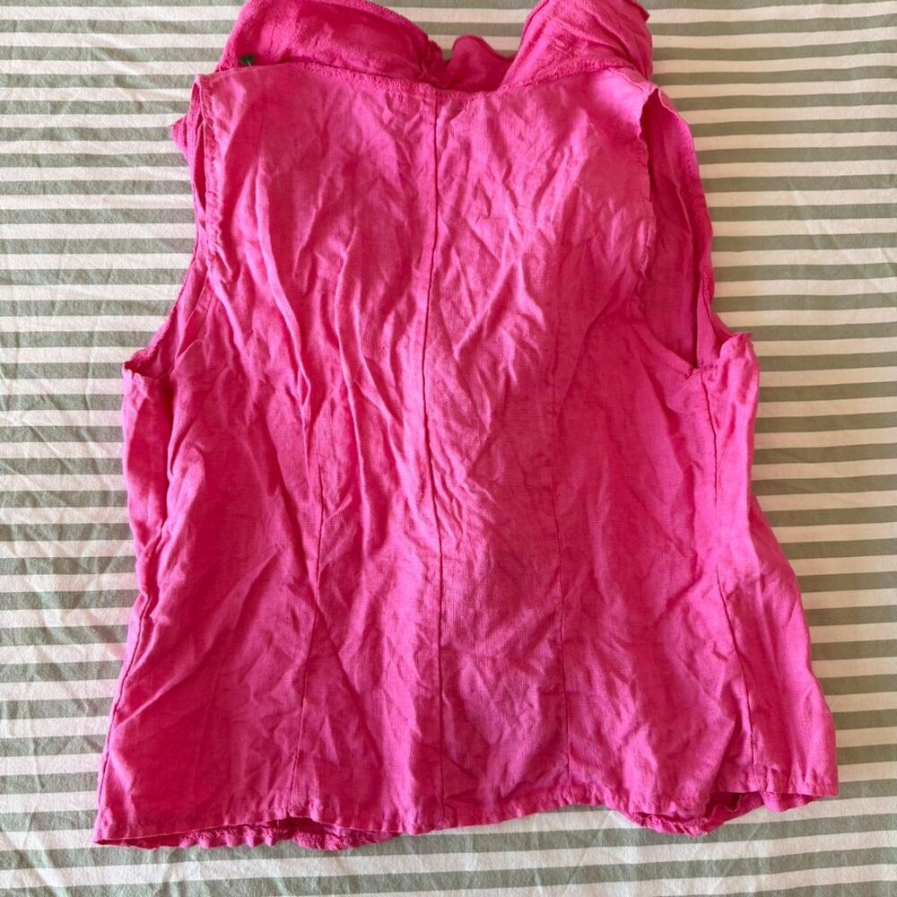Adorable 100 Linen Pink Ruffle 5 E 0 F - Picture 6 of 7